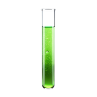 A Sealed Glass Test Tube Filled With Light green Liquid And Air is isolated on transparent background png