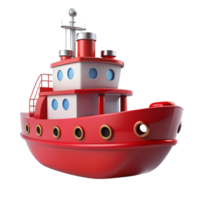 cartoon style red ship is isolated on transparent background png