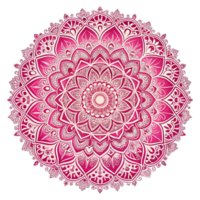 Circular pattern in the form of a pink mandala is isolated on transparent background png