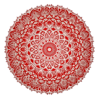 Circular pattern in the form of a red mandala is isolated on transparent background png