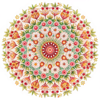Circular pattern in the form of a colourful mandala is isolated on transparent background png