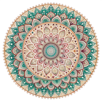 Circular pattern in the form of a mandala is isolated on transparent background png