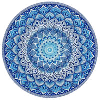 Circular pattern in the form of a blue mandala is isolated on transparent background png