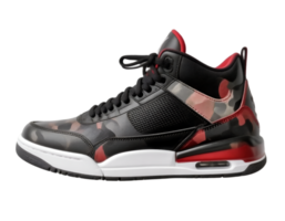 Black and red sneaker isolated on a transparent background png