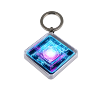 Realistic keychain with digital circuit on transparent background png