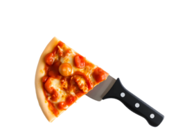 Slice of pizza with tomato sauce isolated on a transparent background png