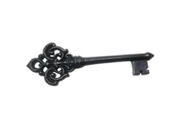 Black metal key isolated on a transparent background png