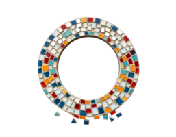 Circle frame made of colorful mosaic tiles isolated on transparent background png