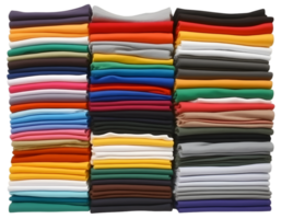 Stack of multicolored shirts isolated on transparent background png