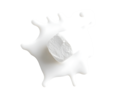 Milk splash with marshmallow on transparent background png