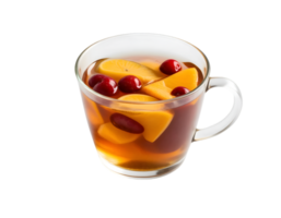 Mulled tea with cranberries and peach isolated on transparent background png