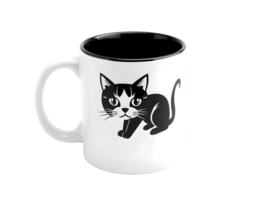 Mug Of Tea Or Coffee With Cat Pattern Isolated On Transparent Background png