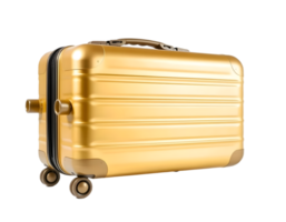 Golden suitcase isolated on a transparent background png