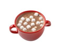 Cup of hot chocolate with marshmallows isolated on transparent background png