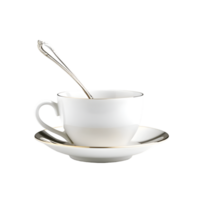 Cup and saucer with spoon on transparent background png