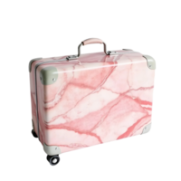 Travel suitcase with pink marble texture isolated on transparent background png