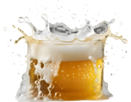 Glass of beer with foam isolated on a transparent background png