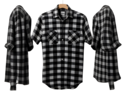 Black checkered shirt isolated on a transparent background png