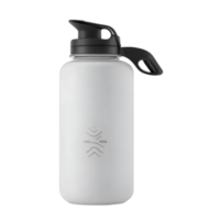 White plastic water bottle with black cap isolated on transparent background png