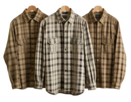 Brown checkered shirt on a hanger isolated on a transparent background png