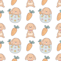 Whimsical Spring Bunny and Carrot Pattern for Textile and Design png