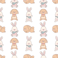 Adorable Rabbit Spring Pattern - Easter Eggs Seamless Pattern png