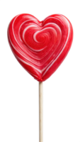 A red heart shaped lollipop on a stick png