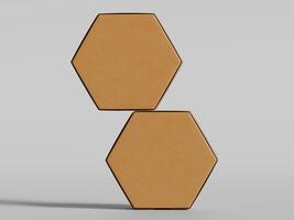 two hexagon boxes stacked vertically brown cardboard texture simple design photo