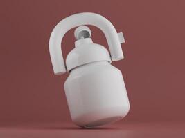 white insulated kettle tilted on side soft brown background clean modern design smooth surface photo