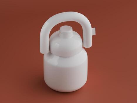 single insulated kettle with handle up placed on red background soft shadows modern design photo