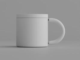 single plain mug upright centered soft lighting clean grey background photo