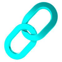 A turquoise 3D rendering of two linked chain links. png