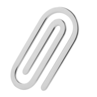 A metallic paperclip is shown in a 3D-style rendering. png