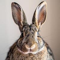 A close up of a rabbit with large ears photo