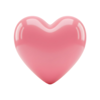 Glossy 3D Pink Heart with Reflective Surface Isolated on Transparent Background png