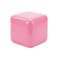 Glossy Pink Cube with Smooth Rounded Edges, Isolated on Transparent Background png