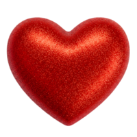 Glossy Red Valentine Heart with a Glitter Finish, Transparent Background png