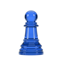 High-resolution 3D render of a blue glass bishop chess piece with a reflective surface, isolated on a transparent background, ideal for strategy, leadership, and intelligence concepts png