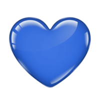High-resolution 3D render of a blue glass heart with a glossy, reflective surface, isolated on a transparent background, representing love, elegance, and modern aesthetics png
