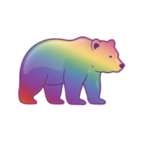 3D render of a bear with a glossy, reflective surface and a vibrant gradient color transition, isolated on a transparent background, symbolizing nature, strength, and artistic design png