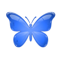 High-resolution 3D render of a blue glass butterfly with a glossy, reflective surface, isolated on a transparent background, symbolizing transformation, beauty, and elegance png