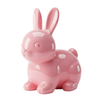 3D render of a pink glass bunny with a glossy, reflective surface, isolated on a transparent background, symbolizing innocence, Easter, and modern aesthetics png
