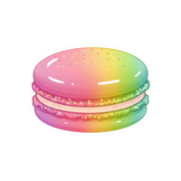 Rainbow Pastel Gradient Macaron with Glossy Sparkle Effect on Transparent Background png