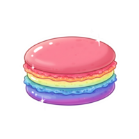 Glossy and Shiny Rainbow Macaron with a Transparent Background, Featuring a Kawaii-Inspired Style with a Magical Sparkle Effect png
