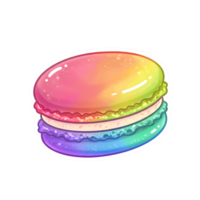 Vibrant Kawaii Macaron with Glittery Texture and Soft Gradient Colors on Transparent Background png