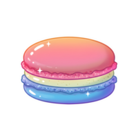 Vibrant Rainbow Gradient Macaron with Glossy Sparkle Effect on Transparent Background png