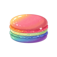 Rainbow Gradient Macaron with Glossy Sparkle Effect on Transparent Background png