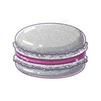 Shiny Silver Macaron with Sparkling Glitter and a Soft Pink Filling on Transparent Background png