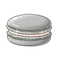 Elegant and Shiny Silver Macaron with a Sparkling Finish, Featuring a Delicate Pink Filling and a Transparent Background png