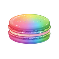 Glossy and Shiny Pastel Macaron with a Transparent Background, Kawaii Style with a Magical Sparkle Effect png